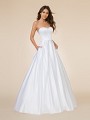 Moonlight Tango T861 classy strapless satin A-line with fold over sweetheart neckline Moonlight Tango T861 classy strapless satin A-line with fold over sweetheart neckline