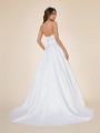 Moonlight Tango T861 elegant fold over satin A-line bridal gown with covered buttons