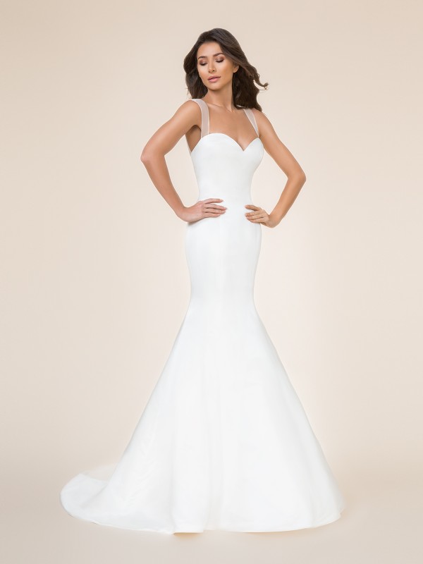 Moonlight Tango T862 figure-flattering satin mermaid bridal gown with sweetheart neckline Moonlight Tango T862 figure-flattering satin mermaid bridal gown with sweetheart neckline
