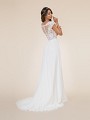 Moonlight Tango T865 chiffon and lace appliques A-line dress with illusion bateau back and short sleeves
