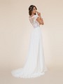 Moonlight Tango T865 chiffon and lace appliques A-line dress with illusion bateau back and short sleeves Moonlight Tango T865 chiffon and lace appliques A-line dress with illusion bateau back and short sleeves