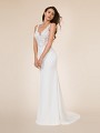 Moonlight Tango T871 crepe back satin mermaid bridal gown with re-embroidered lace appliques and beading