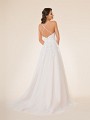 Moonlight Tango T872 sexy crisscross open back A-line bridal gown voluminous tulle skirt and sweep train