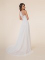 Moonlight Tango T873 alluring illusion bateau back A-line wedding dress with lace appliques and beaded band at waist Moonlight Tango T873 alluring illusion bateau back A-line wedding dress with lace appliques and beaded band at waist