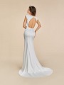 Moonlight Tango T882 crepe satin mermaid dress with keyhole back and cap sleeves 