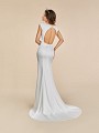 Moonlight Tango T882 crepe satin mermaid dress with keyhole back and cap sleeves Moonlight Tango T882 crepe satin mermaid dress with keyhole back and cap sleeves