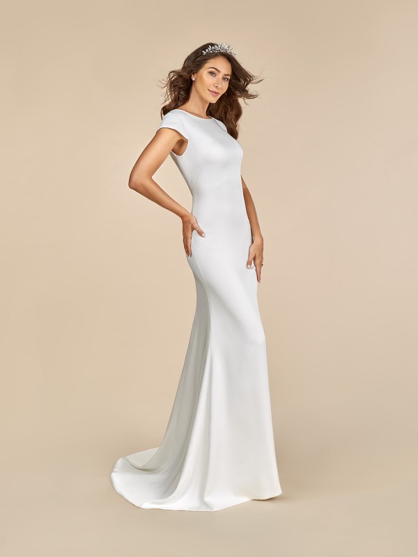 Moonlight Tango T882 contemporary satin wedding dress with sabrina neckline Moonlight Tango T882 contemporary satin wedding dress with sabrina neckline