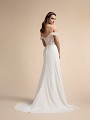 Swag sleeve Chiffon A-line Bridal Gown with Lace Illusion Back Bodice Moonlight T902 