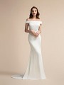 Sexy Crepe Mermaid Wedding Dress with Off-the-Shoulder Sleeves Moonlight T904 Sexy Crepe Mermaid Wedding Dress with Off-the-Shoulder Sleeves Moonlight T904