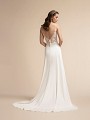 Sexy Illusion Lace Low Back Crepe Wedding Dress with Sweep Train Moonlight T905 