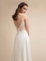 Simple Crepe A-line Wedding Dress with Low Lace Back & Thin Straps Moonlight T905