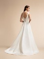 Classic Satin A-line Gown with Deep V-back and Lace Details Moonlight T908 Classic Satin A-line Gown with Deep V-back and Lace Details Moonlight T908