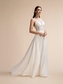 Chic Lace Halter Neckline Wedding Dress with Satin Skirt Moonlight T910 Chic Lace Halter Neckline Wedding Dress with Satin Skirt Moonlight T910
