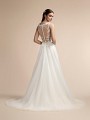 Illusion Lace Bateau Back With Buttons Light A-line Wedding Dress with Tulle Skirt Moonlight T911 