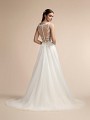 Illusion Lace Bateau Back With Buttons Light A-line Wedding Dress with Tulle Skirt Moonlight T911 Illusion Lace Bateau Back With Buttons Light A-line Wedding Dress with Tulle Skirt Moonlight T911