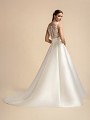 Simple Illusion Bateau Back With Lace Mikado A-line Bridal Gown Moonlight T913