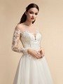 Romantic Long Illusion Lace Sleeve A-line Wedding Dress Moonlight T914 Romantic Long Illusion Lace Sleeve A-line Wedding Dress Moonlight T914