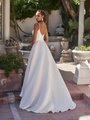 Moonlight Tango T921 chic satin A-line wedding gown with spaghetti straps and deep V-shaped back with buttons to the end of train Moonlight Tango T921 chic satin A-line wedding gown with spaghetti straps and deep V-shaped back with buttons to the end of train