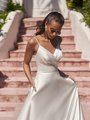 Moonlight Tango T921 affordable full A-line wedding dress with surplice sweetheart neckline thin straps and side pockets Moonlight Tango T921 affordable full A-line wedding dress with surplice sweetheart neckline thin straps and side pockets
