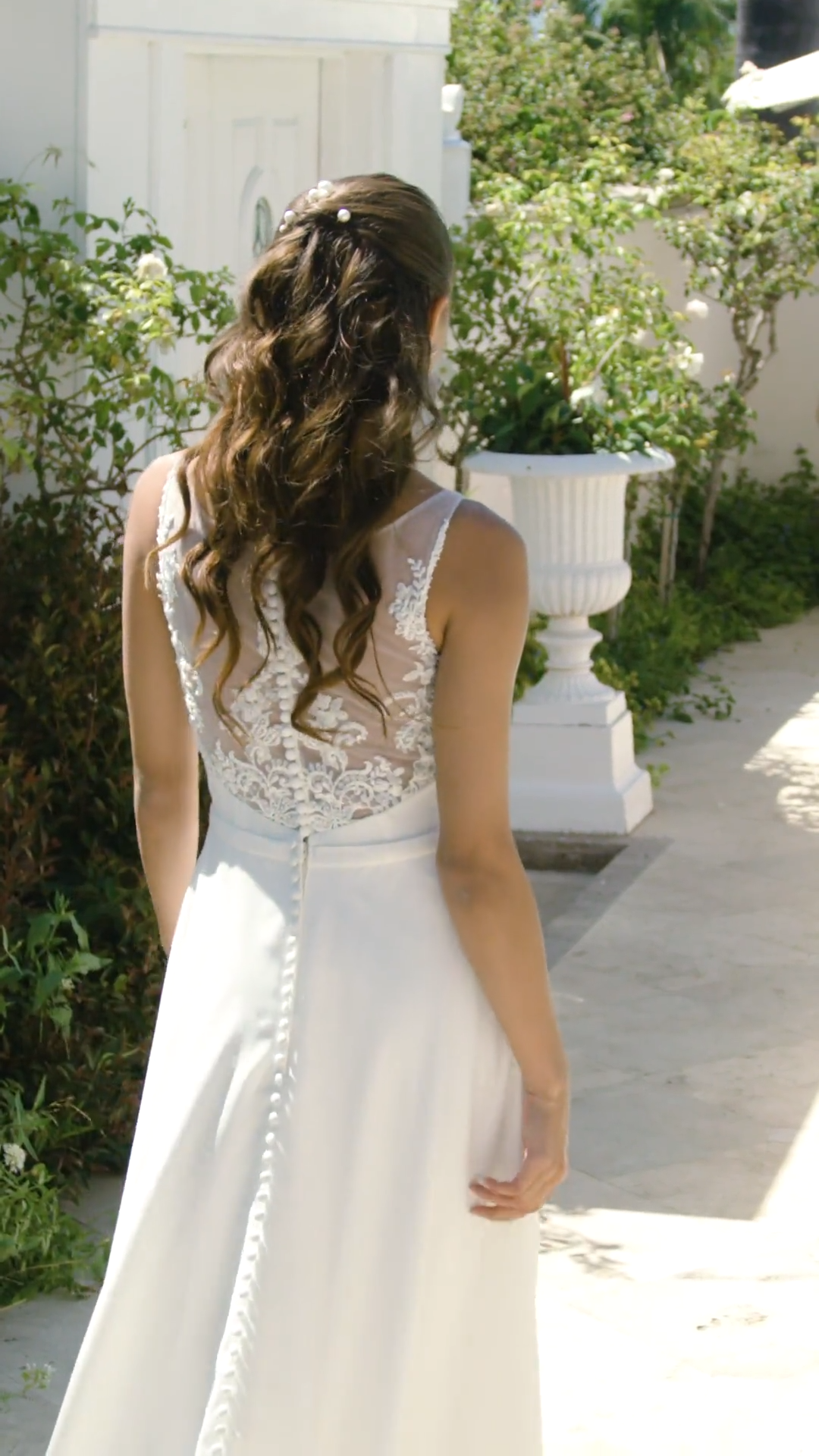 Moonlight Tango T925 crepe satin A-line with pockets square front neck and net illusion bateau back with lace and beading Moonlight Tango T925 crepe satin A-line with pockets square front neck and net illusion bateau back with lace and beading