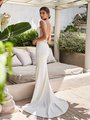 Moonlight Tango T926 corset bodice illusion back wedding dress with beaded cap sleeve bridal with buttons until the end of the sweep train