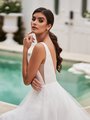 Moonlight Tango T927 sleeveless crepe back satin bodice with illusion inset at side bodice and beaded deep V-back trim