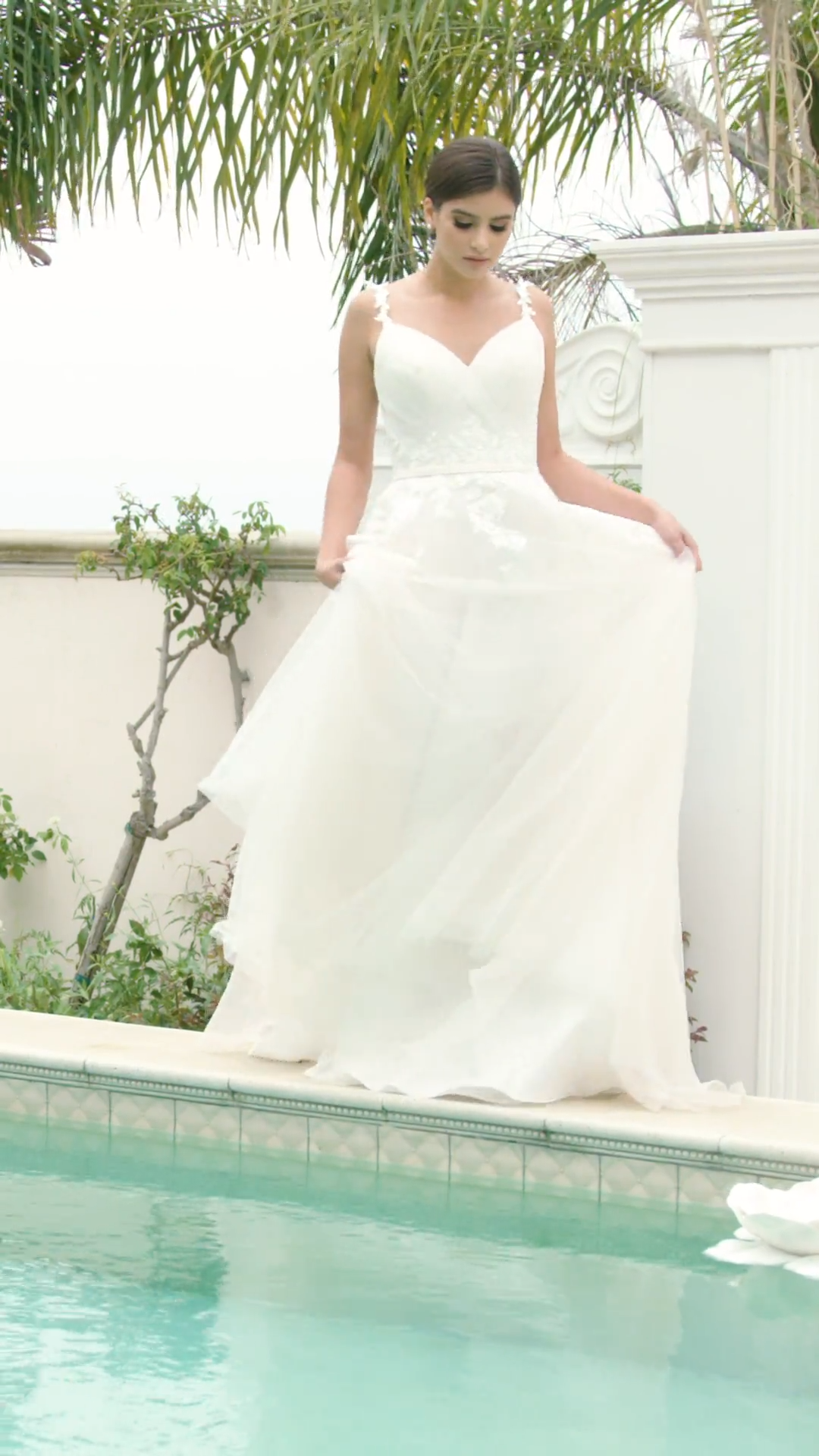 Moonlight Tango T929 net ruched bodice surplice sweetheart and open back A-line with lace appliques couture band and lace straps Moonlight Tango T929 net ruched bodice surplice sweetheart and open back A-line with lace appliques couture band and lace straps
