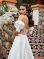 Moonlight Tango T931 Flirty Illusion Open Back With Covered Buttons And Boning With Detachable Satin Puff Sleeves Moonlight Tango T931 Flirty Illusion Open Back With Covered Buttons And Boning With Detachable Satin Puff Sleeves