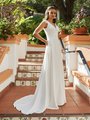Moonlight Tango T935 Elegant Crepe Deep Sweetheart Wedding Dress With Ornate Lace Cap Sleeves And Lace at Waist Moonlight Tango T935 Elegant Crepe Deep Sweetheart Wedding Dress With Ornate Lace Cap Sleeves And Lace at Waist