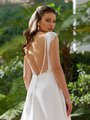 Moonlight Tango T935 Sultry Open Back with Illusion V-shape And Buttons Along Zipper With Floral Lace Cap Sleeves Moonlight Tango T935 Sultry Open Back with Illusion V-shape And Buttons Along Zipper With Floral Lace Cap Sleeves