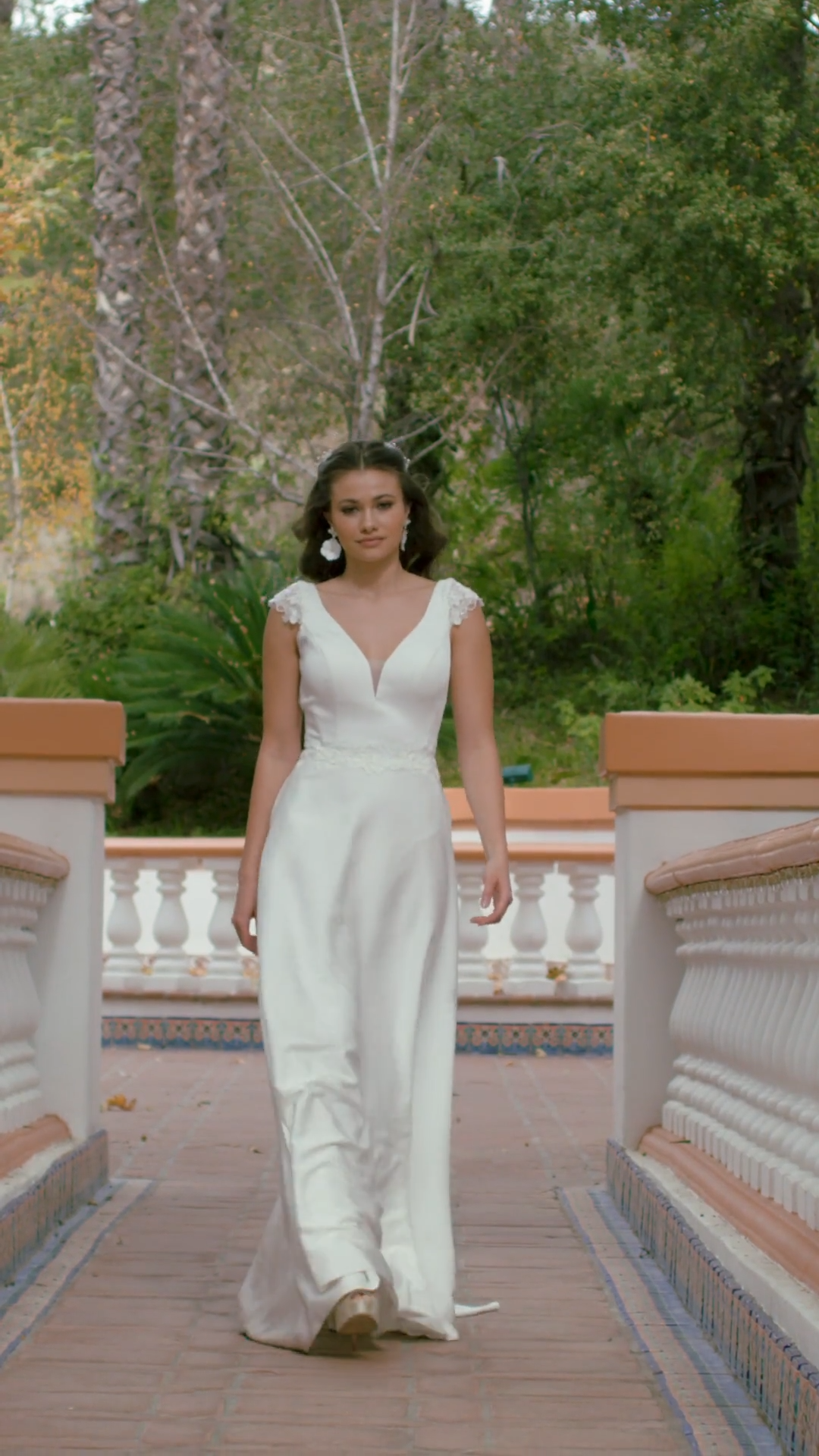 Moonlight Tango T935 Lightweight Crepe Back Satin A-Line Wedding Dress With Floral Lace Waist, Lace Cap Sleeves, and Pockets Moonlight Tango T935 Lightweight Crepe Back Satin A-Line Wedding Dress With Floral Lace Waist, Lace Cap Sleeves, and Pockets