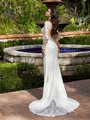 Moonlight Tango T940 Illusion Floral Lace Keyhole Back Bridal Gown With Illusion Lace Cutout Sweep Train And Buttons Along Zipper