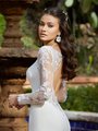 Moonlight Tango T940 Classy Long Illusion Sleeve Wedding Dress With Embroidered Floral Lace Appliques And Illusion Keyhole Back Moonlight Tango T940 Classy Long Illusion Sleeve Wedding Dress With Embroidered Floral Lace Appliques And Illusion Keyhole Back