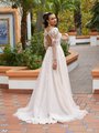 Moonlight Tango T941 Graceful Illusion Keyhole Back Bridal Gown With Scattered Lace Appliques And Tulle Sweep Train Moonlight Tango T941 Graceful Illusion Keyhole Back Bridal Gown With Scattered Lace Appliques And Tulle Sweep Train