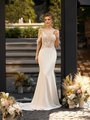 Alluring Deep Sweetheart with Beaded Straps Lace Appliques and Regal Crepe Mermaid Moonlight Tango T955
