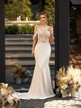 Alluring Deep Sweetheart with Beaded Straps Lace Appliques and Regal Crepe Mermaid Moonlight Tango T955 Alluring Deep Sweetheart with Beaded Straps Lace Appliques and Regal Crepe Mermaid Moonlight Tango T955