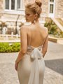 Moonlight Tango T956 Eye-Catching Deep V-Back with Chiffon Tie Back Divina Crepe Mermaid Gown Moonlight Tango T956 Eye-Catching Deep V-Back with Chiffon Tie Back Divina Crepe Mermaid Gown