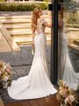 Moonlight Tango T960 Off-The-Shoulder Cap Sleeves Mermaid Gown with Sweep Train