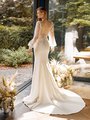 Moonlight Tango T961 Long Biship Sleeves Deep Scoop Illusion Back Mermaid with Sweep Train