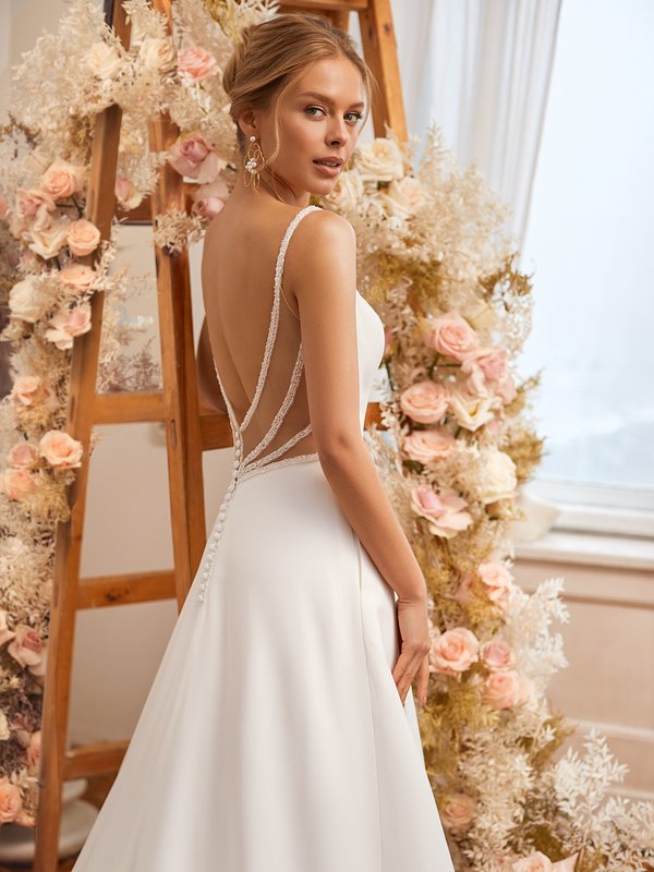 パーティードレス GANISONG Bridal Moon Smoking Dress Pale Yellow Clean Crepe Mermaid Dress with Beaded Waist Bands Moonlight