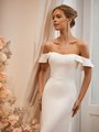 Moonlight Tango T963 Trendy Crepe with Scattered Pearls Mermaid Gown with Swag Sleeves