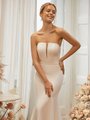 Moonlight Tango T964 Sexy Straight Across Neckline with Illusion Inset Crepe Back Satin Dress Moonlight Tango T964 Sexy Straight Across Neckline with Illusion Inset Crepe Back Satin Dress
