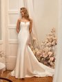 Moonlight Tango T966 Mikado Square Neck with Thin Straps Mermaid Wedding Gown