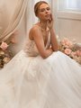 Moonlight Tango T970 Unlined Deep V-Neck with Illusion Inset Lace Bodice and Tulle A-Line Skirt Moonlight Tango T970 Unlined Deep V-Neck with Illusion Inset Lace Bodice and Tulle A-Line Skirt