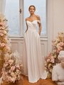 Moonlight Tango T971 Ruched Pointed Surplice Sweetheart A-Line Gown with Swag Sleeves and Pockets