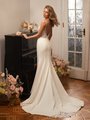 Moonlight Tango T972 Eye-Catching Beaded Trim Deep Illusion V-Back Mermaid with Sweep Train