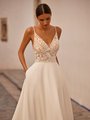 Deep Sweetheart Unlined Bodice with Beaded Straps and Insets at Side Bodice Wedding Dress