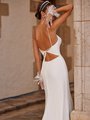 Stylish Crepe Mermaid Gown with Keyhole Tie Back and Spaghetti Straps