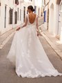 Sexy Illusion Deep Scoop Back A-Line Wedding Dress with Chapel Train and Long Lace Sleeves