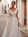 Unlined Deep Sweetheart with Illusion Inset  Wedding Dress and Long Sleeves